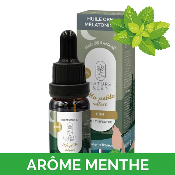 Huile CBN BIO 20% Sommeil Gout Menthe sans THC - Multi-Spectre